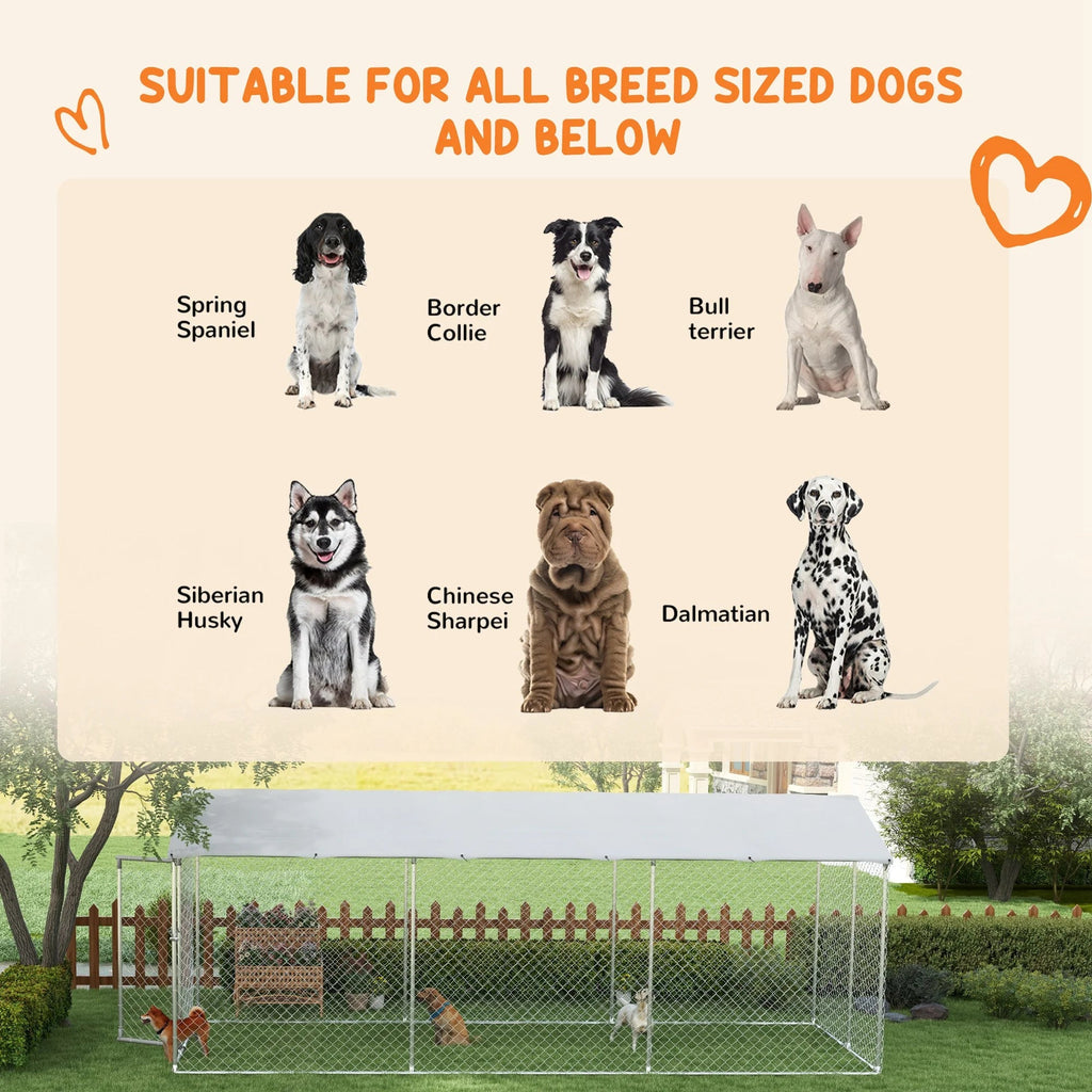 PawHut 19.7' x 7.5' x 7.5' Outdoor Dog Kennel W/ Waterproof Roof